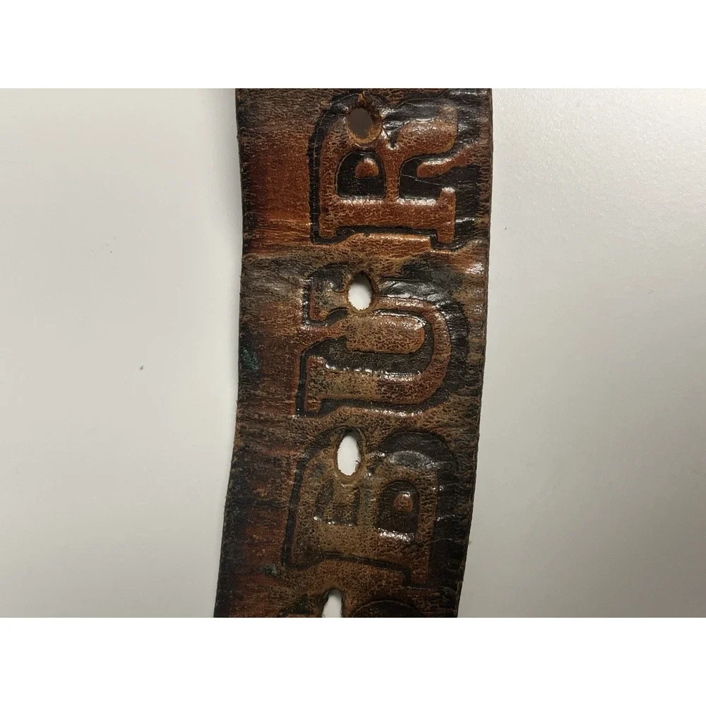 Vintage Tooled Leather Strasburg Pa Train Belt 36 - 42 Buckle USA‎